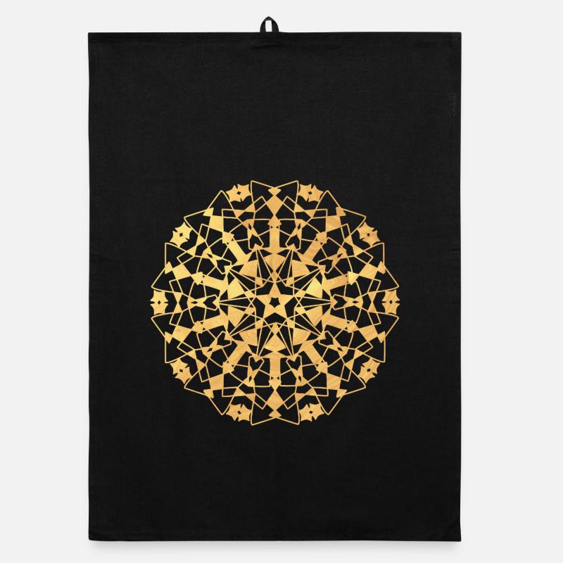 Mandala geometric - gold Organic dish towel
