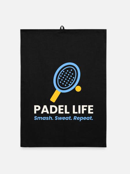 Padel Life Shirt Smash Sweat Repeat Padel Player - Organic Geschirrtuch - Schwarz - Vorne