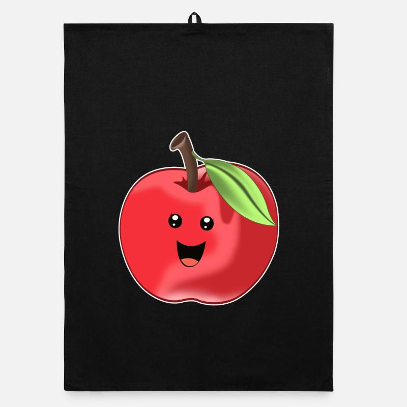Lustiger Süßer Apfel - Organic Geschirrtuch - Schwarz
