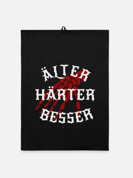 Älter, Härter, Besser - Organic Geschirrtuch - Schwarz - Vorne