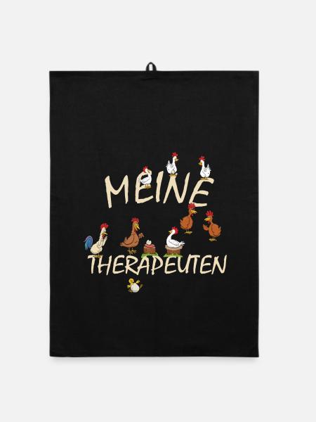 Hühner - Meine Therapeuten - Huhn Hühnerstall - Organic Geschirrtuch - Schwarz - Vorne