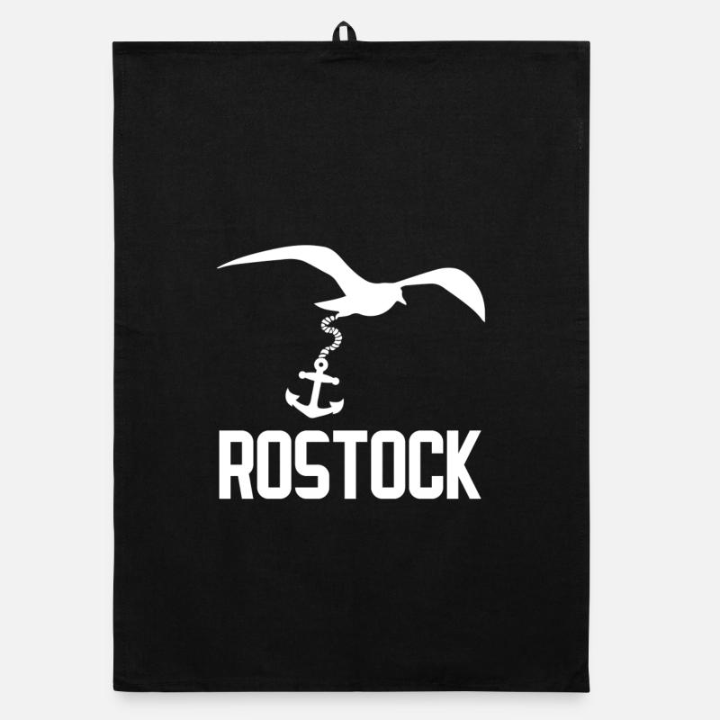 Rostock Rostocker Möwe Anker - Organic Geschirrtuch - Schwarz