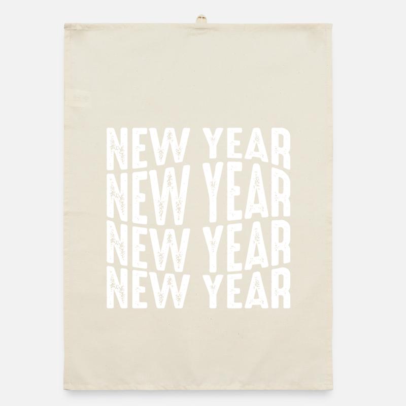 New Year Repeated Text Pattern Organic dish towel