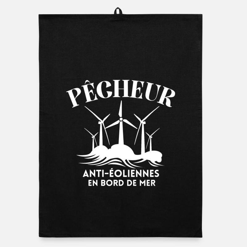 éolienne, anti-éolienne, paysage - Torchon bio - noir