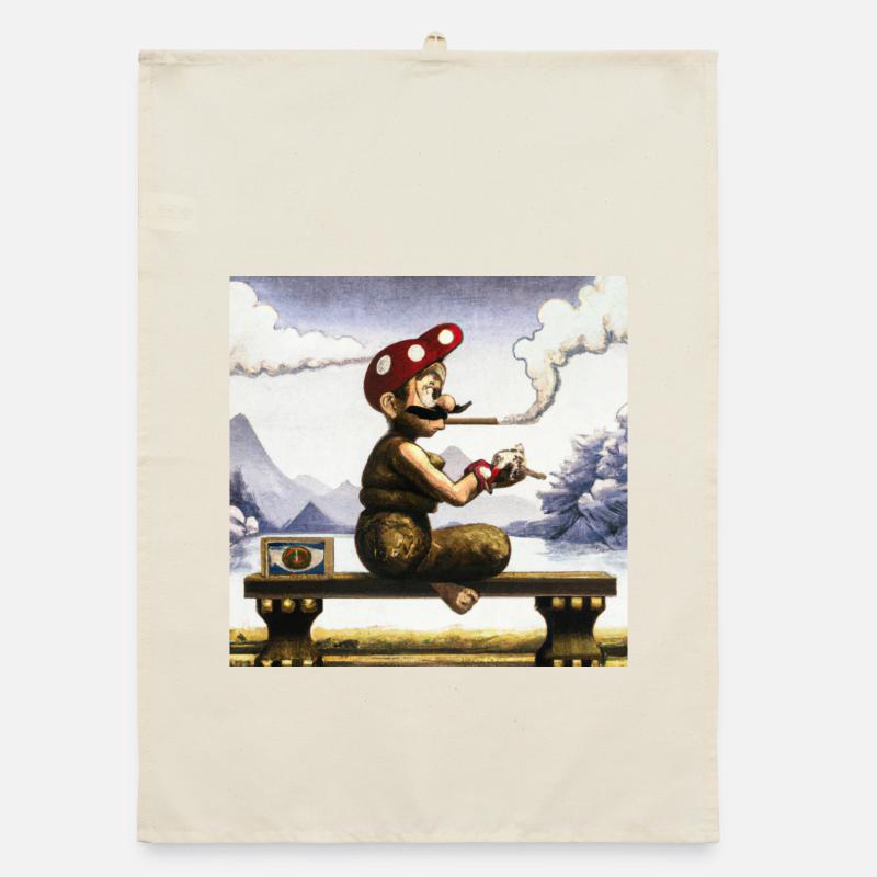 Ukiyo-e Gemälde eines rauchenden Mannes. Organic Geschirrtuch