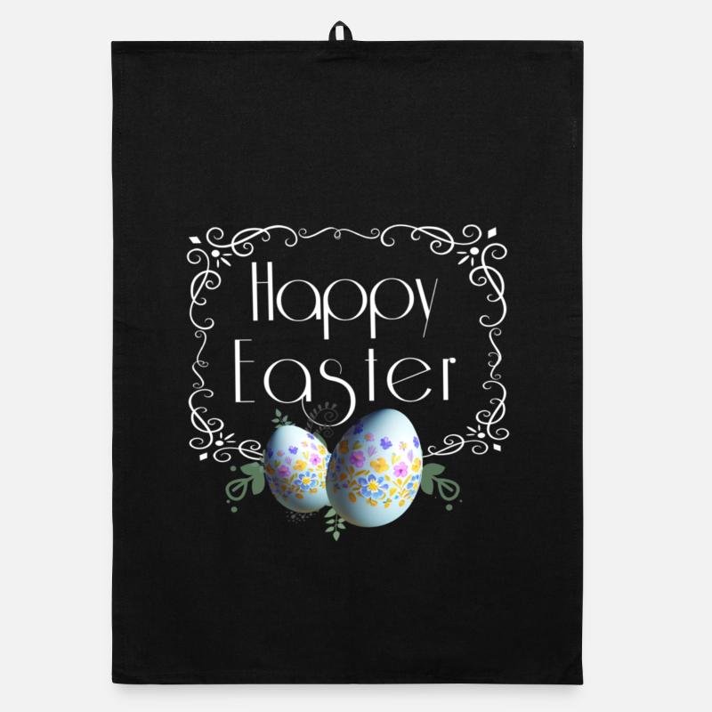 Happy Easter Schriftzug mit Ostereier Organic Geschirrtuch