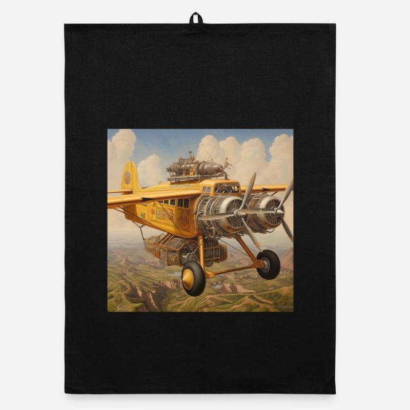 Steampunk Wolkenbomber Flugzeugkunst - Organic Geschirrtuch - Schwarz