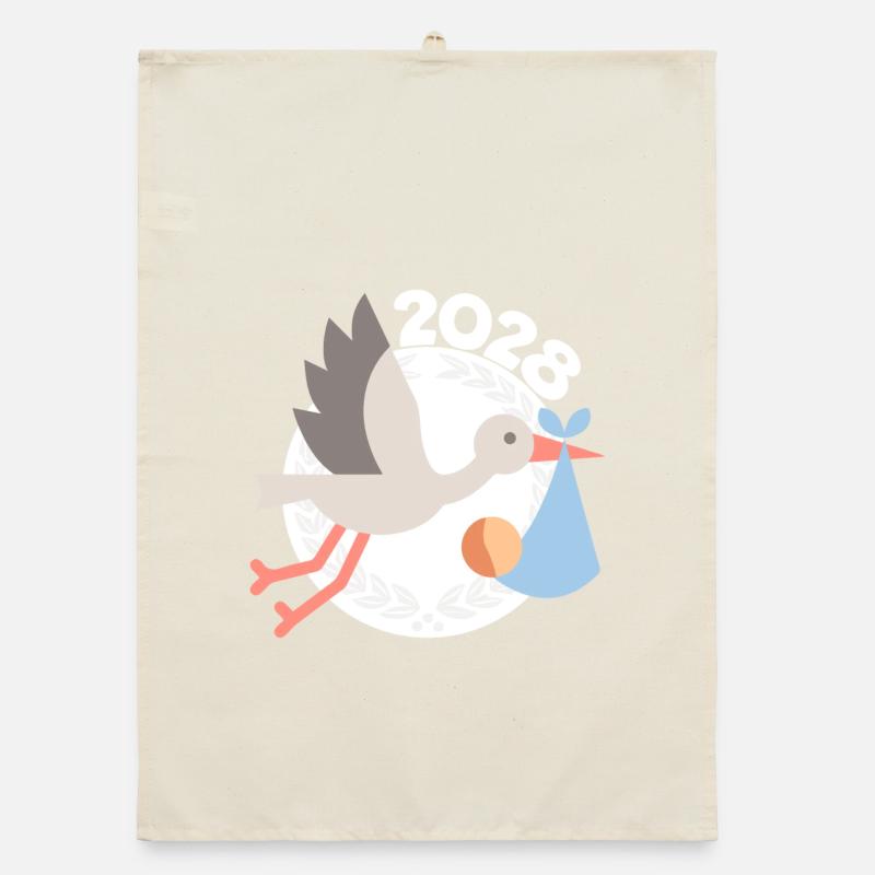 Cigogne avec bébé 2028 Torchon bio