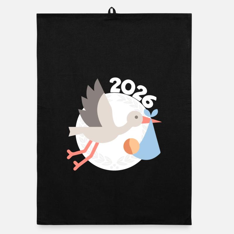 Cigogne avec bébé 2026 Torchon bio