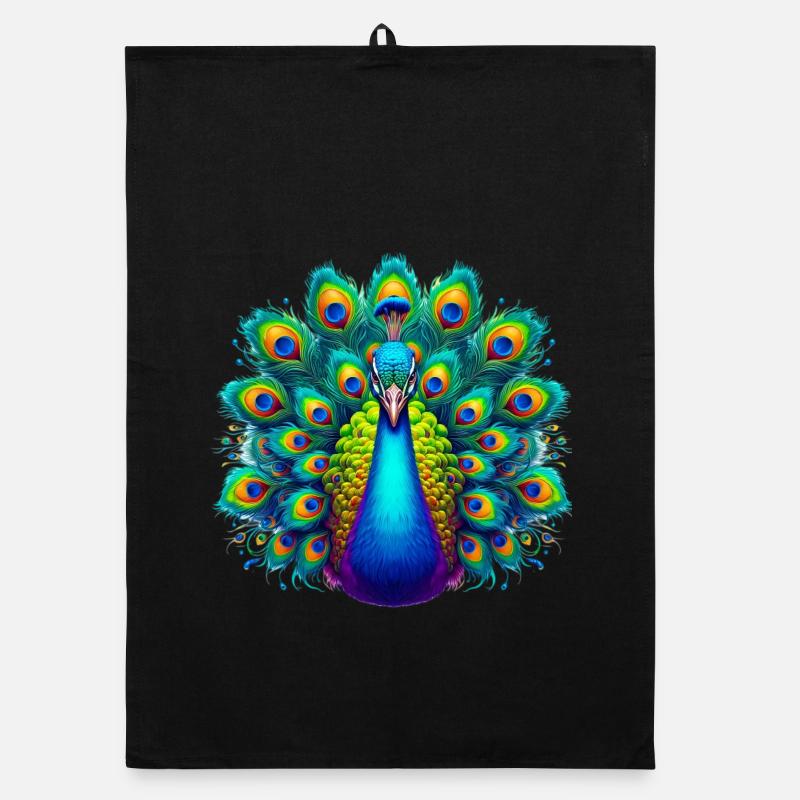 Pfau - Organic Geschirrtuch - Schwarz