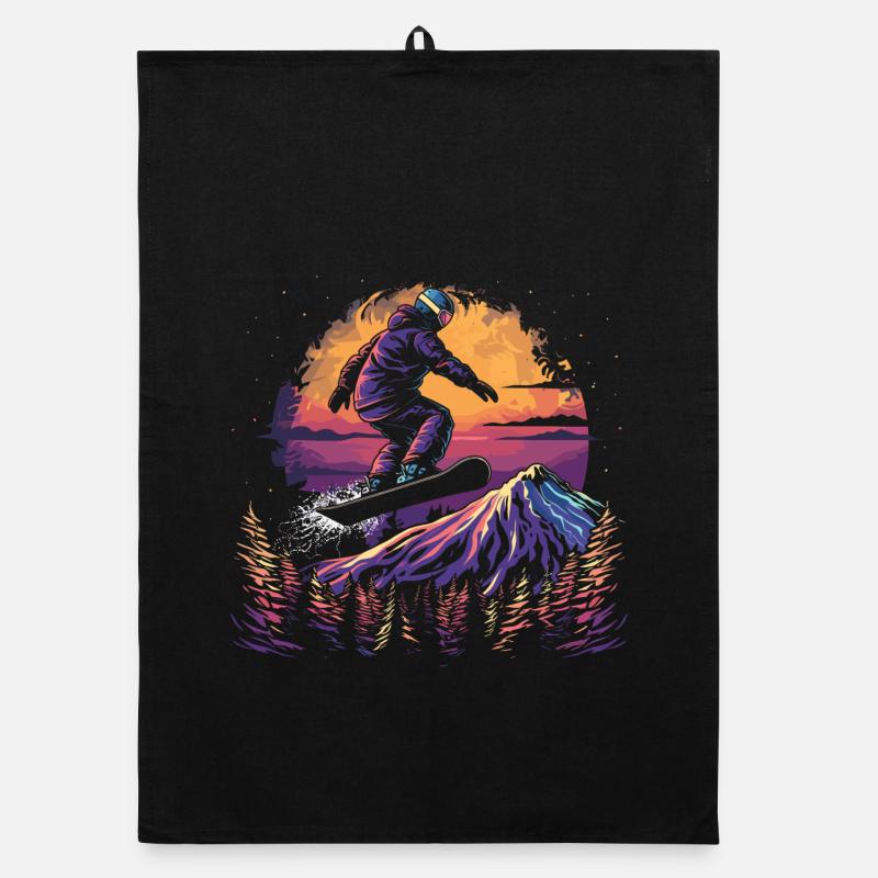Retro Snowboarder Graphic Organic dish towel