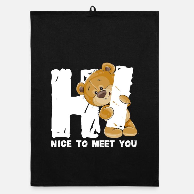 Niedlicher Teddybär Begrüßung englischer Spruch Organic Geschirrtuch