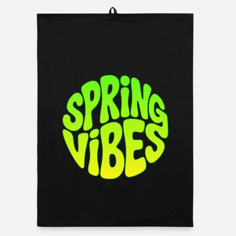 Frühlingsanfang - Spring vibes - Organic Geschirrtuch - Schwarz