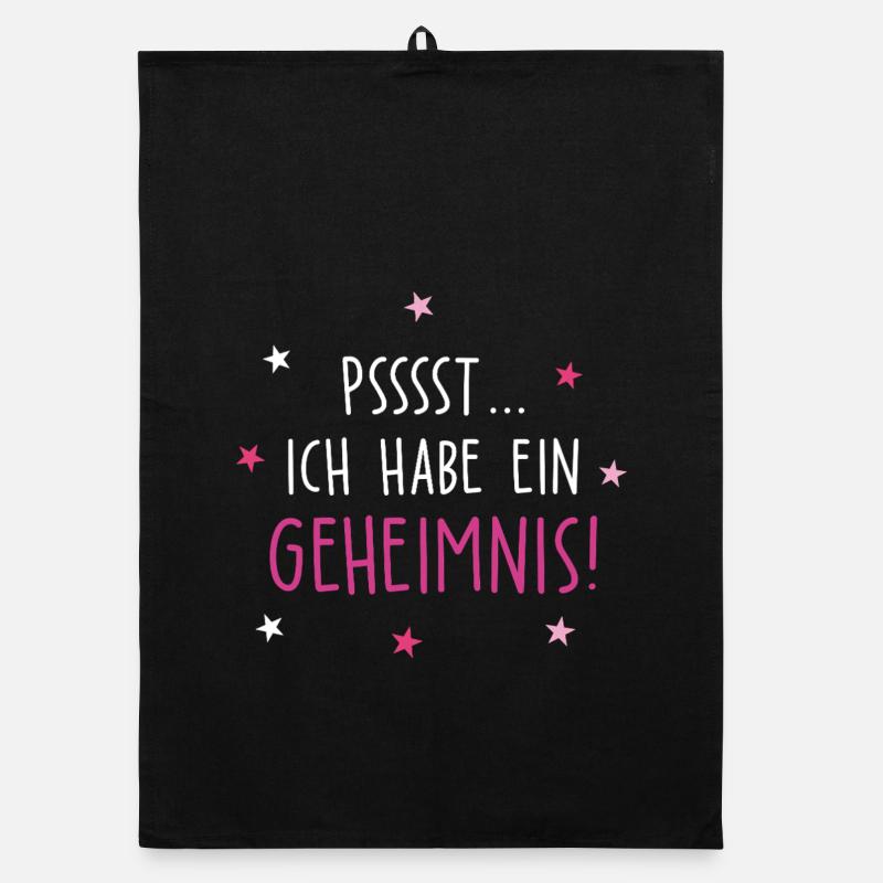 Ich habe ein Geheimnis ich Werde Großer Schwester - Organic Geschirrtuch - Schwarz