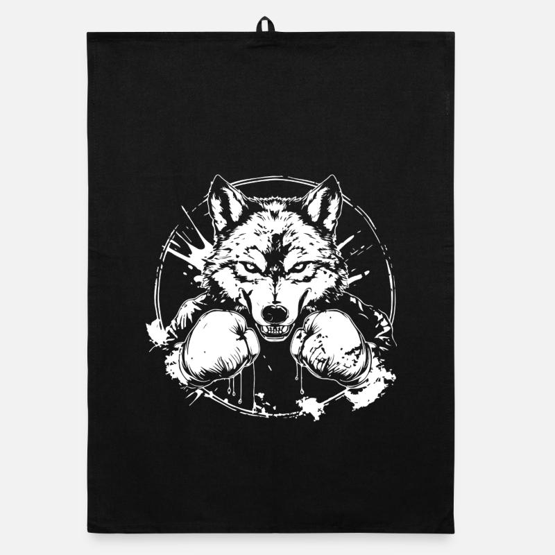 Wolf Boxer Boxing MMA Organic dish towel