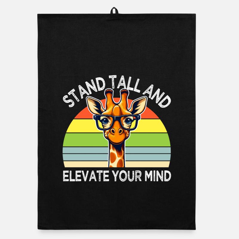 Inspiring Giraffe with Rainbow Glasses Organic dish towel