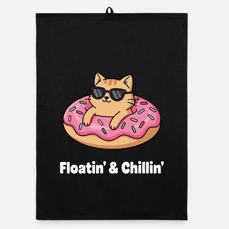Floatin und Chillin Katzendonut Organic Geschirrtuch