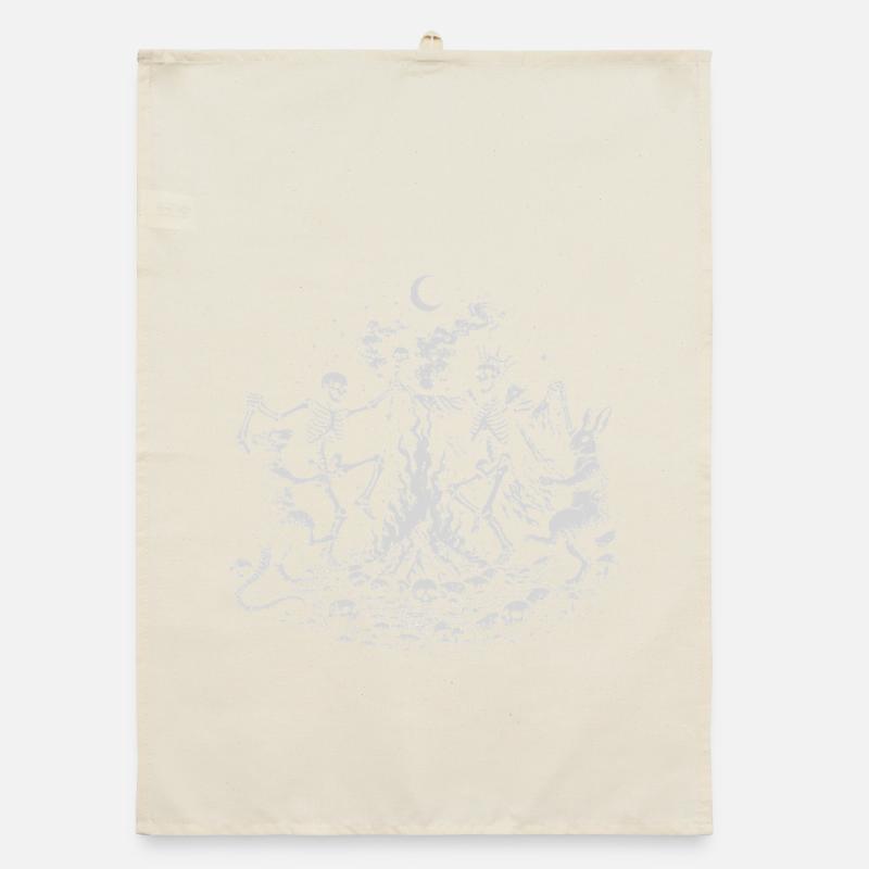 Moonlit Skeleton, king, rabbit nad ra Dance Circle Organic dish towel