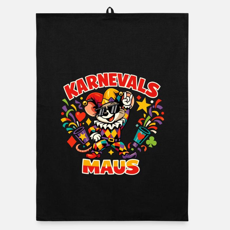 Karnevalsmaus Köln Fasching Lustig - Organic Geschirrtuch - Schwarz