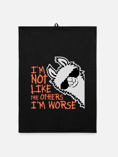 Lama Sonnenbrille Im Not Like The Others I'm Worse - Organic Geschirrtuch - Schwarz - Vorne