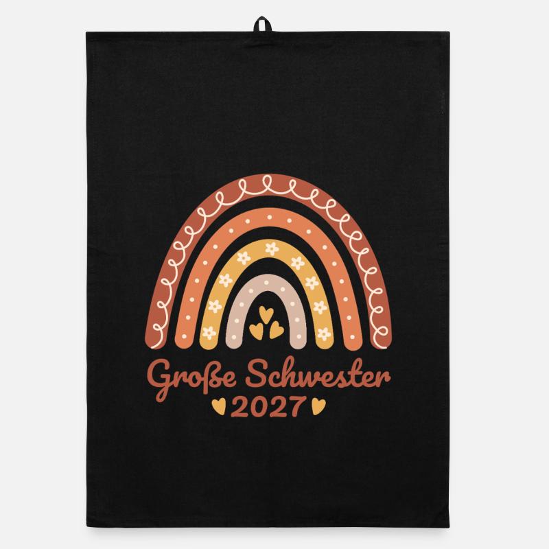 Große Schwester 2027 Boho Regenbogen  Organic Geschirrtuch