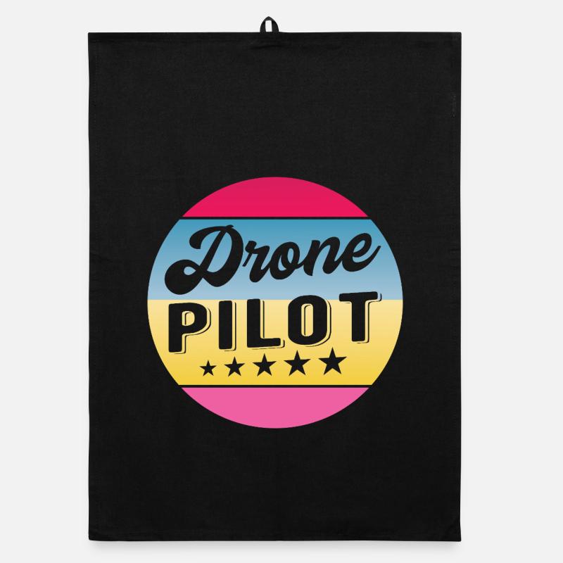 Pilote de drone Insigne de gradient de pilote Drohnenpilot - Torchon bio - noir