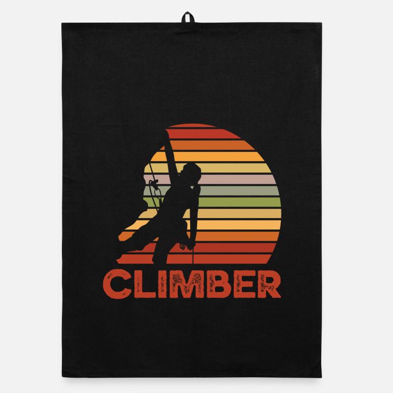 Silhouette rétro du Grimpeur Couchant de Soleil Torchon bio
