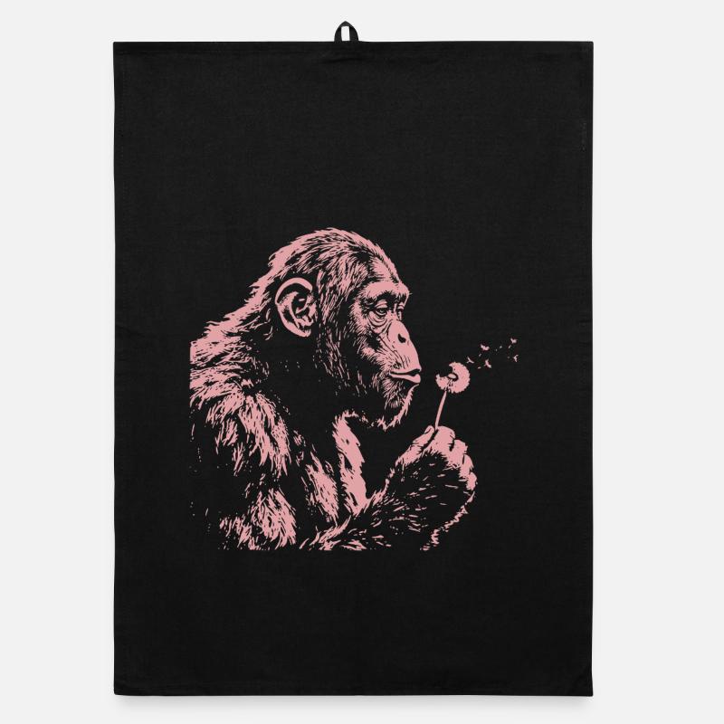 Chimpanzee Blowing Dandelion Art Monkey Nature Organic Geschirrtuch