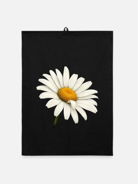 Weiße Margeritenblüte Natur Blumen Design  - Organic Geschirrtuch - Schwarz - Vorne