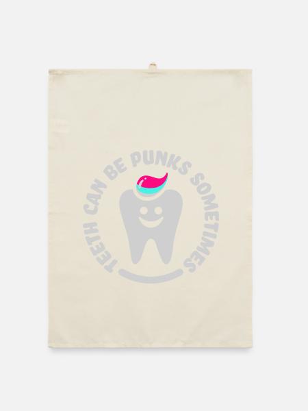teeth punk zahn - Organic Geschirrtuch - Natur - Vorne