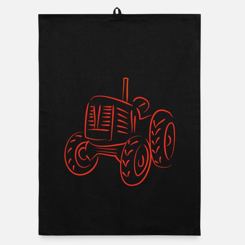 Rustikaler Traktor Silhouetten-Design - Organic Geschirrtuch - Schwarz