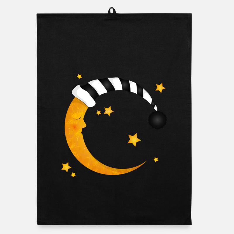 lune endormie avec un bonnet de couchage à rayures Torchon bio