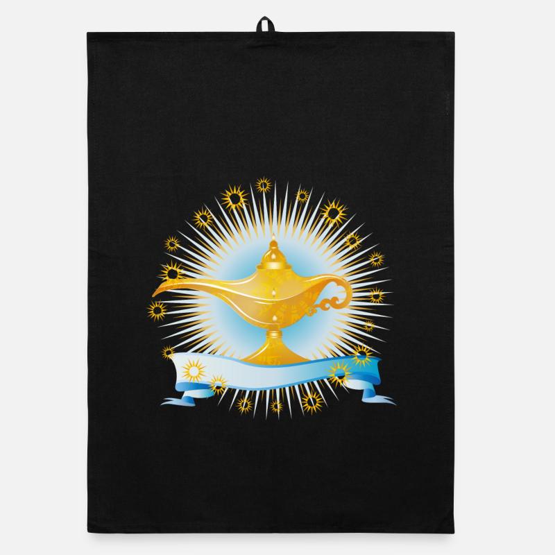 radiant golden oriental magic lamp Organic dish towel