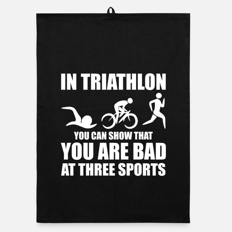 Witziger Triathleten Spruch - Organic Geschirrtuch - Schwarz