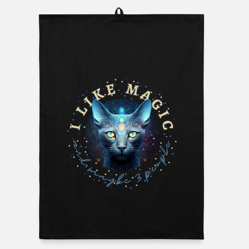 I Like Magic And Maybe 3 People - Organic dish towel - black