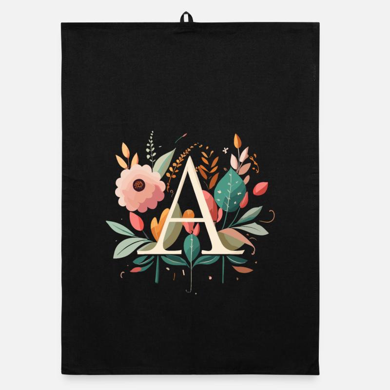 A Typografie mit Blumen Organic Geschirrtuch