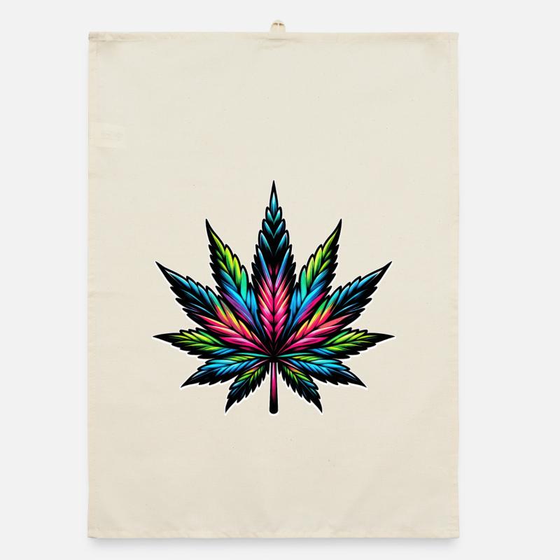 Cannabis Neon Psychedelic Design Organic dish towel
