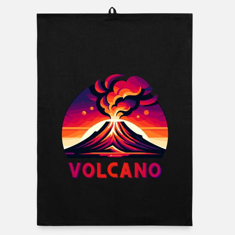 Lebendige Eruption Vulkan Illustration Organic Geschirrtuch