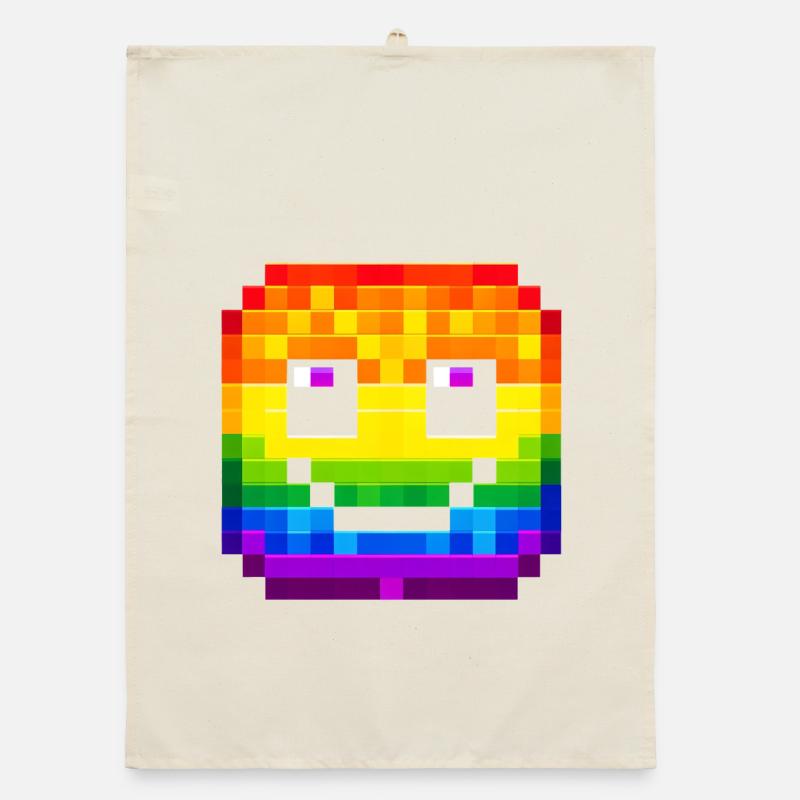 Visage pixelisé Rainbow Smile Torchon bio