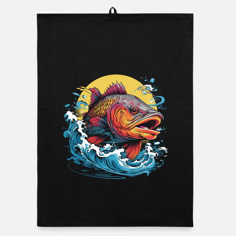 Fishing Illustration Organic dish towel