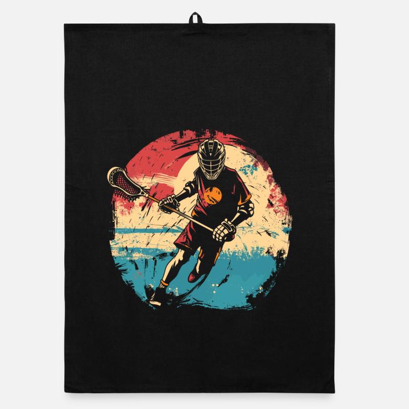 Lacrosse player 80s Organic dish towel
