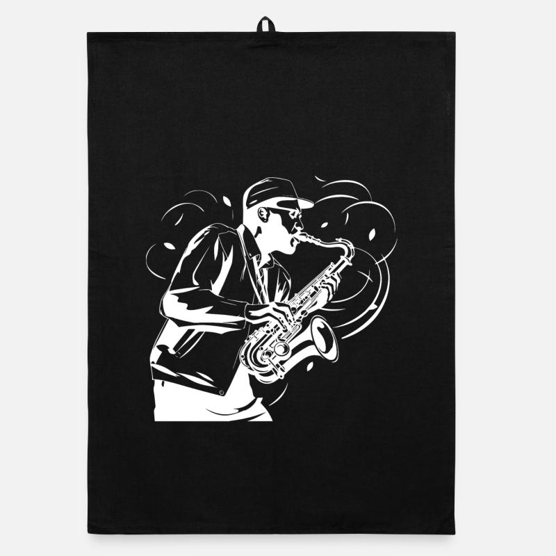 Saxophonist Skizze Organic Geschirrtuch