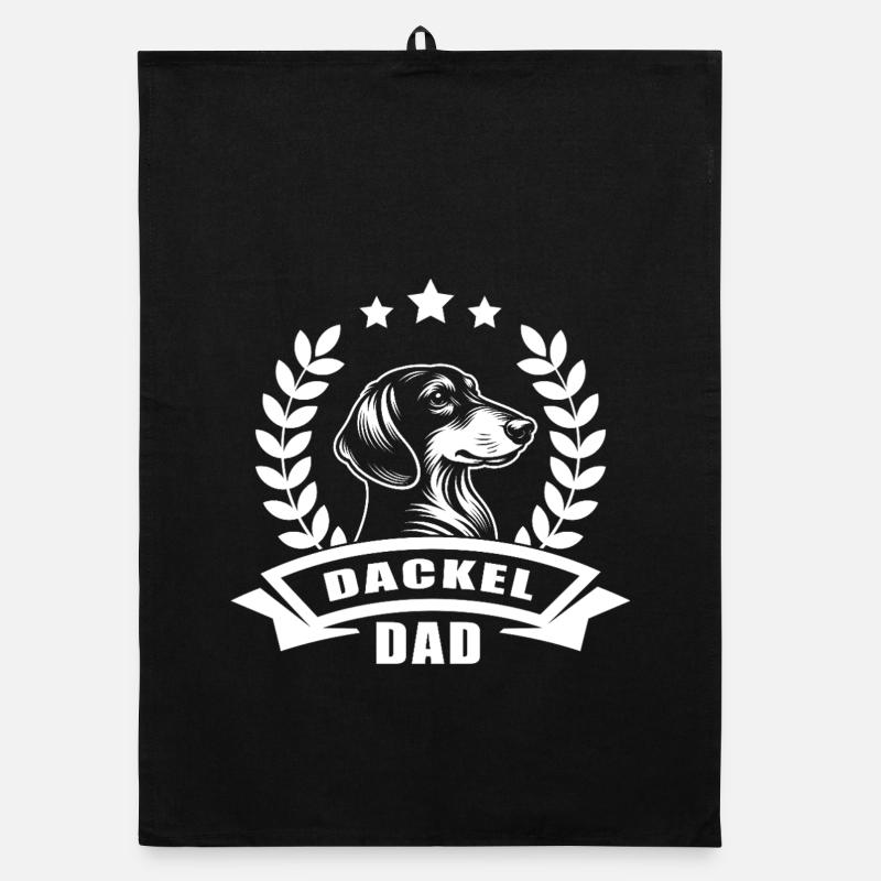 Design « Papa teckel » avec bannière et couronne de blé Torchon bio