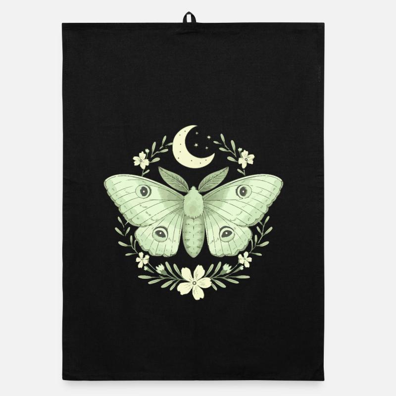 Whimsical Moth Illustration Organic dish towel
