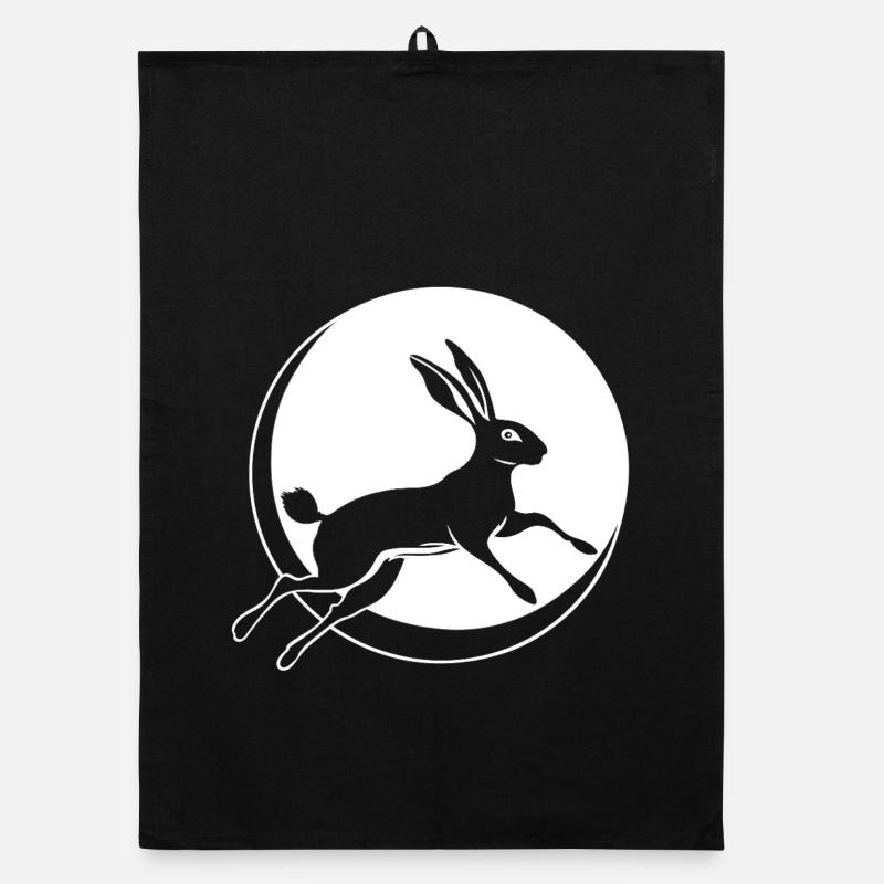 Saut de lapin avec croissant de lune Ostara de Pâques Torchon bio