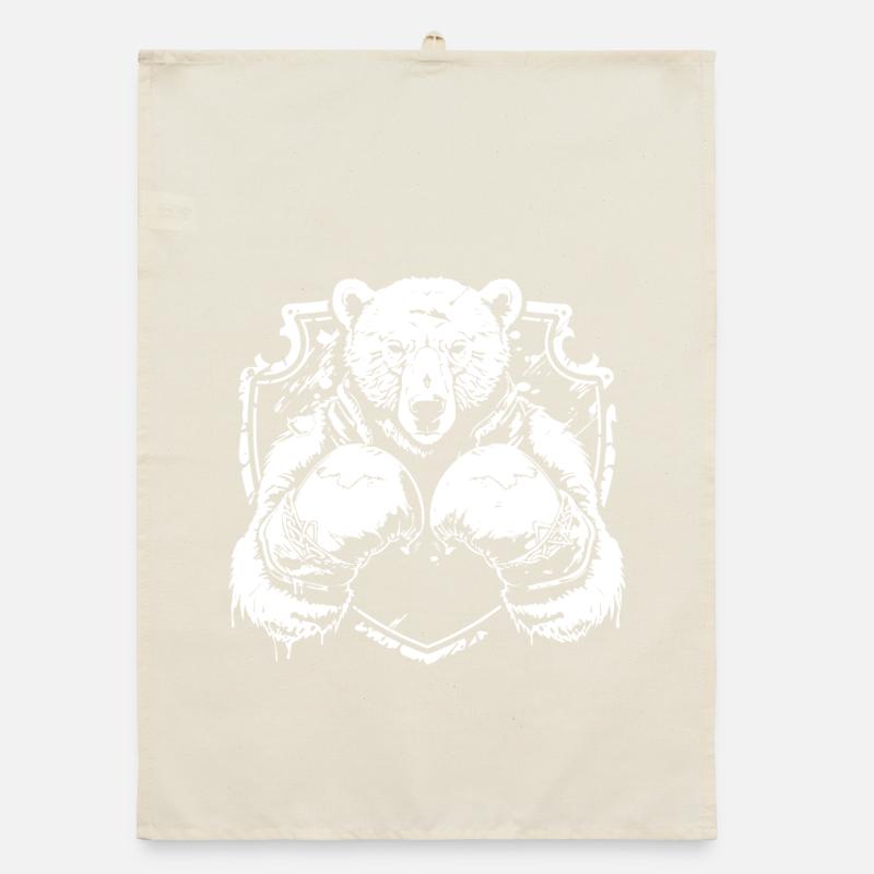 Starkes Bärenlogo mit Kampfpose Boxer Organic Geschirrtuch