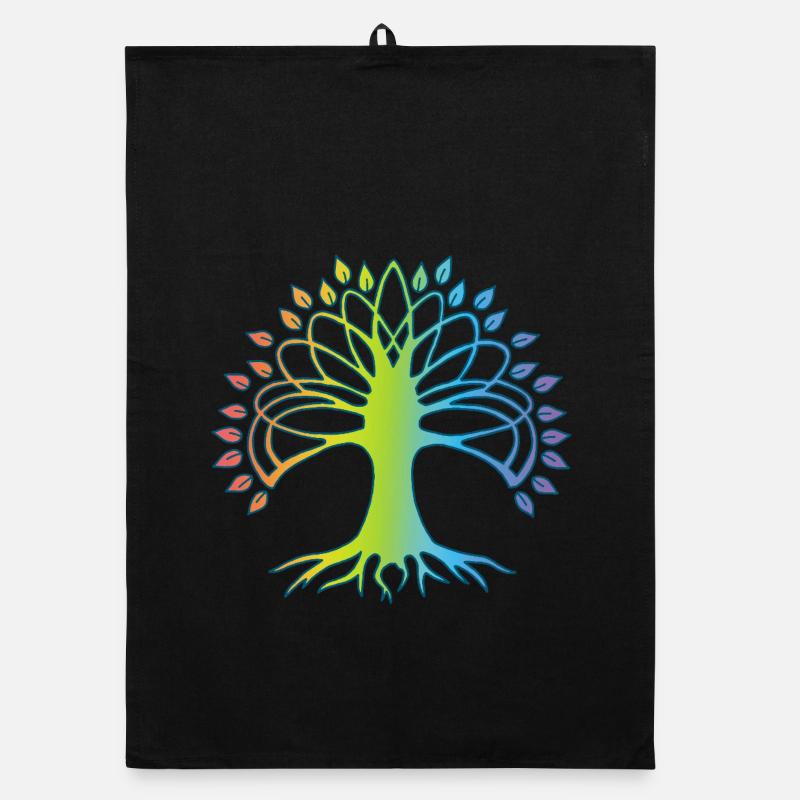 Arbre de vie multicolore Torchon bio