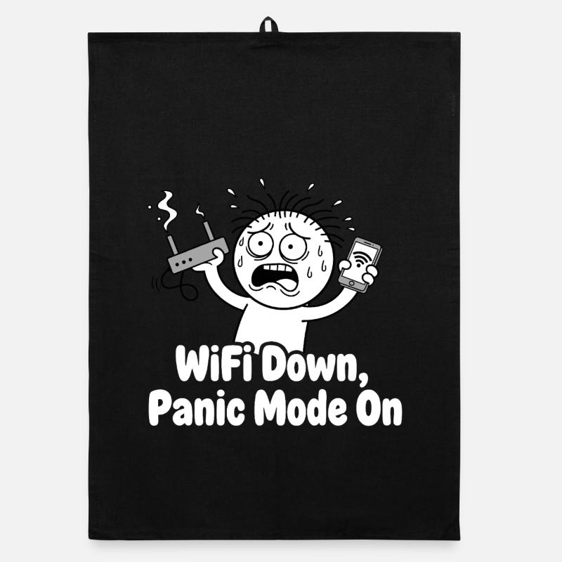 WiFi Outage Panic Mode Meme Organic dish towel