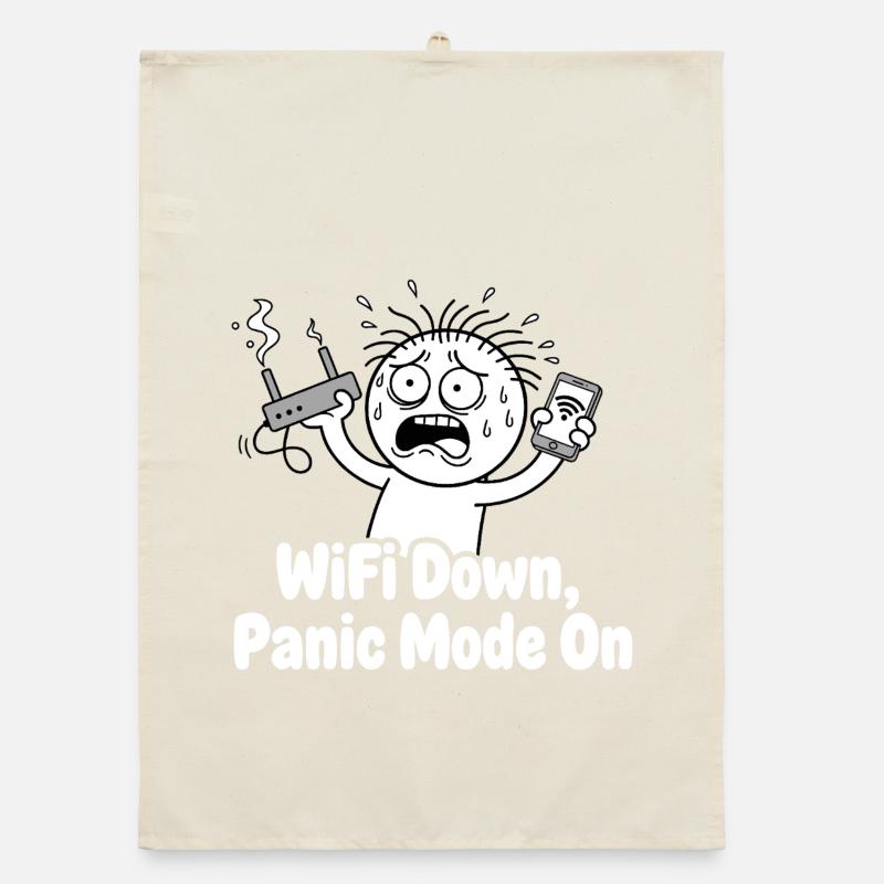 WiFi Outage Panic Mode Meme Organic dish towel
