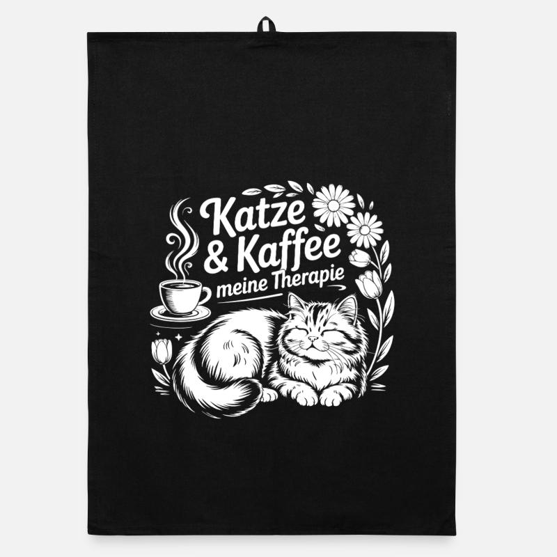Motif de caféthérapie pour chat Torchon bio